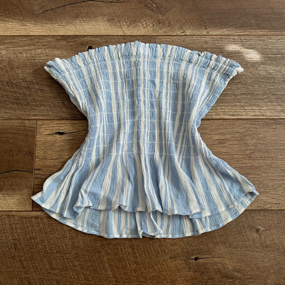 Fitted Ruffle Striped Tube Top